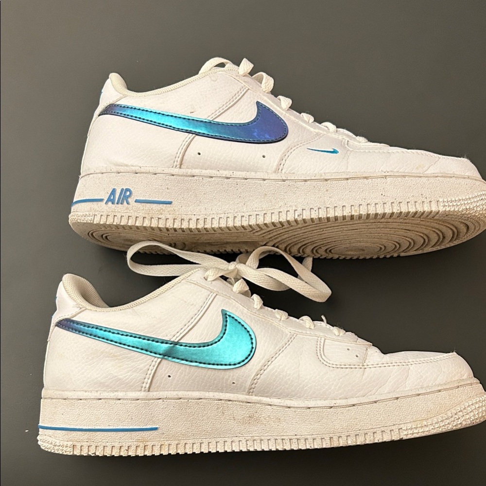 Classic White and Blue Nike Air Sneakers